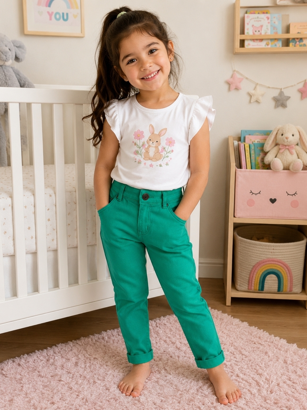 Catimini Green Straight-Leg Chino Pants for Kids